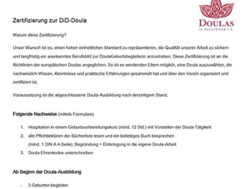 Leitfaden zur Zertifizierung zur DiD – Doula