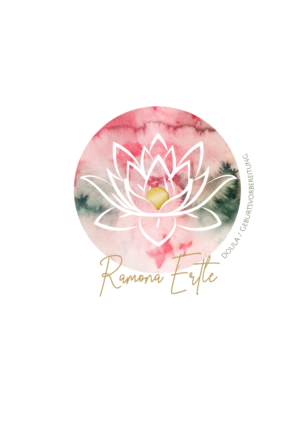 Logo Lotus mit Hintergrund Perle Gold Schrift Beispiel 3